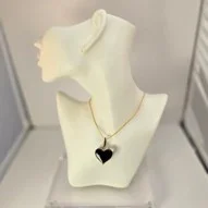 Black & Clear heart necklace