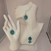 Blue glitter design wired earring