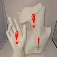 Bright Orange teardrop cross set