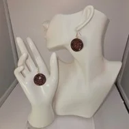 Brown glitter button earrings