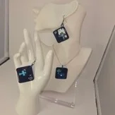 Dk blue cross glitter square set