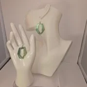 Green glitter geode earrings