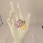 Heart marble red/white beautiful keychain