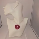 Hot Pink glitter breast cancer heart necklace