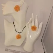 Orange yellow, rose necklace set
