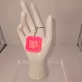 Pink and white square keychain