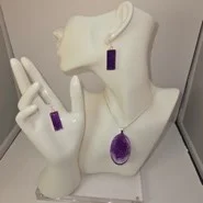 Purple oval swirl necklace set