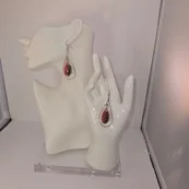 Red, black dangle drop wire earring set