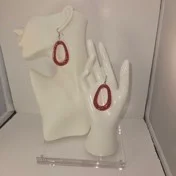 Red glitter, open, oval earring set