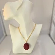 Red glitter oval necklace