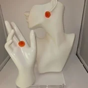 Red rose earrings (med)