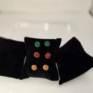 Rose earrings gold / red/ green (small)