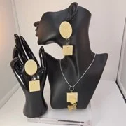 White oval-square necklace set