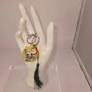 Yellow, black tassel, shaker keychain