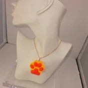 Yellow orange dog paw necklace