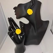 Yellow rose earring set