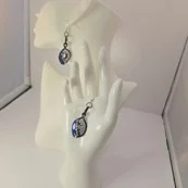 Blue and White tear drop earrings